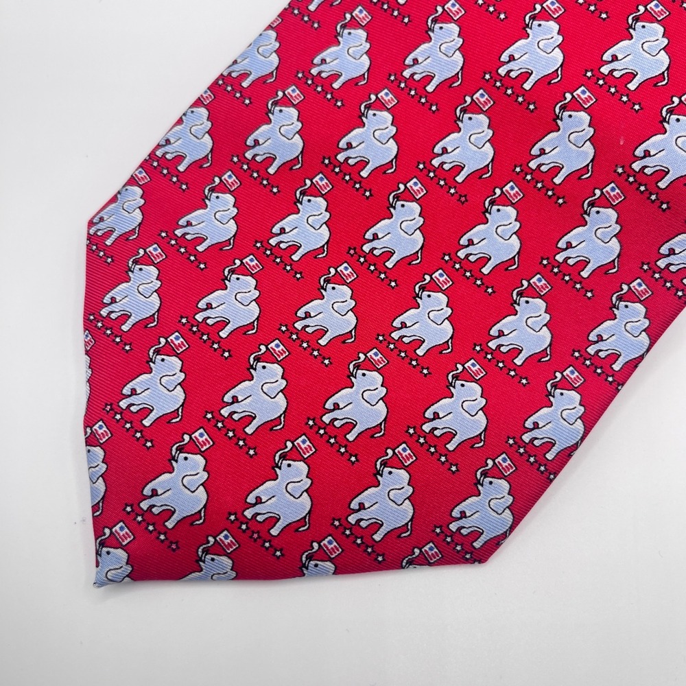 Sero Necktie Mens OS Red Excellent GOP Republican Elephant Silk Patriotic Tie